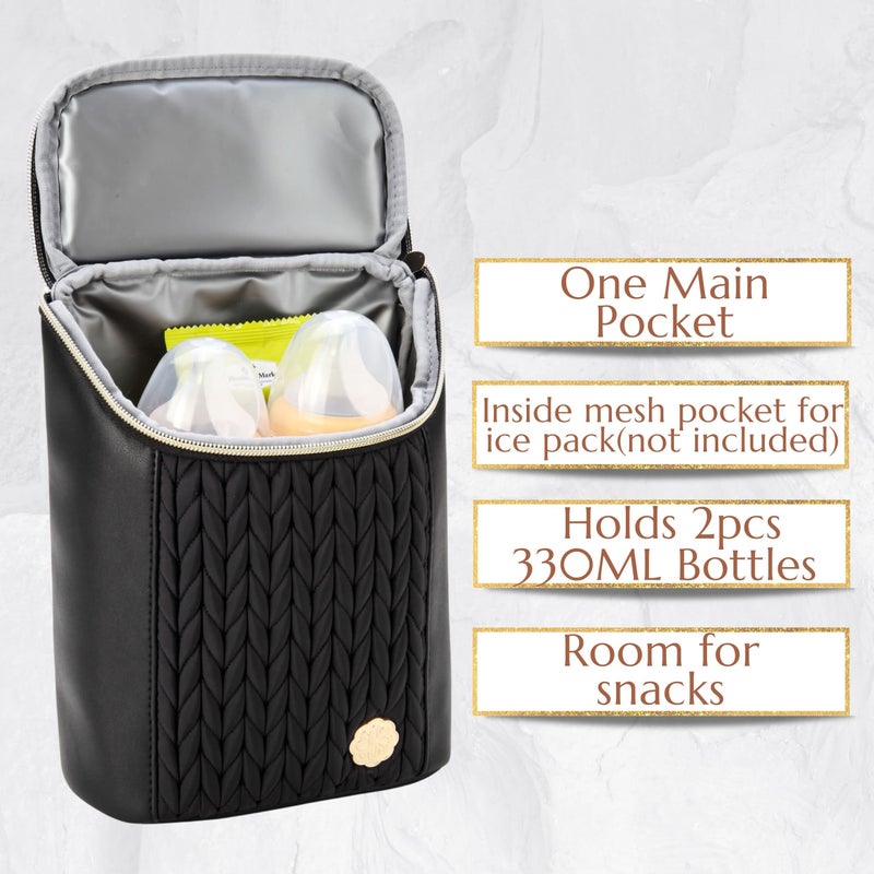 SEWBOO Baby Bottle Cooler Bag with Adjustable Straps to Fits Stroller or Diaper Bag,Insulated Baby Bottle Bag for Nursing Moms Daycare or Travel (Black) - Image 4